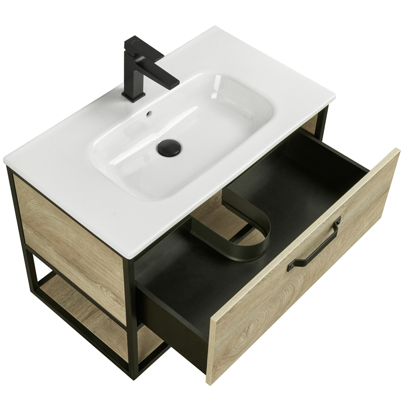 Тумба подвесная  80 Лофт Фабрик Дуб Эндгрейн (540 x 792 x 440) AQUATON (ум. Одри 62 Round) - миниатюра №4