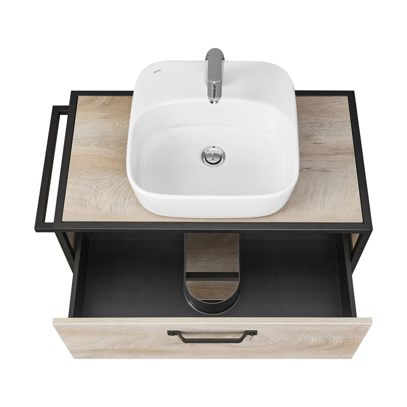 Тумба подвесная  80 Лофт Фабрик Дуб Эндгрейн (540 x 792 x 440) AQUATON (ум. Одри 62 Round) - миниатюра №5