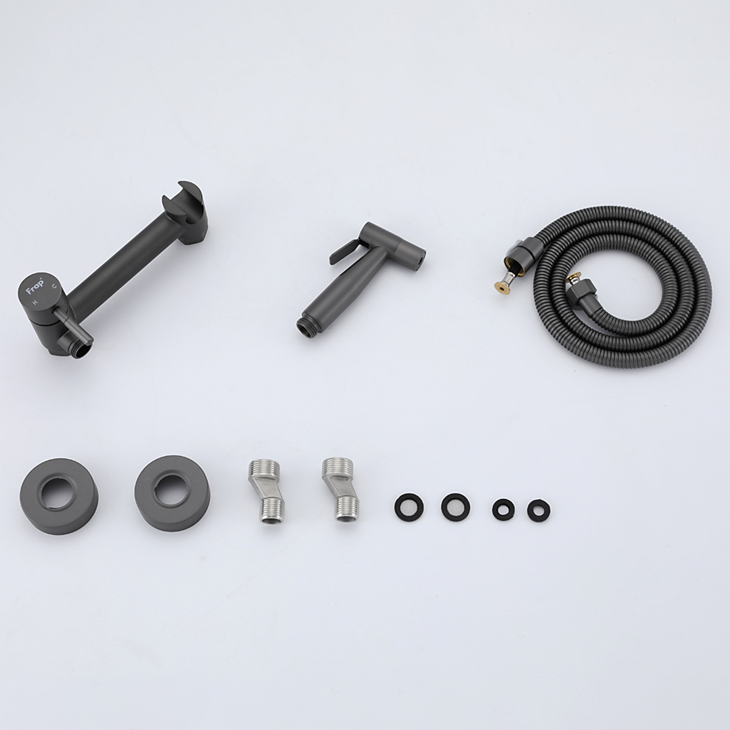 Смеситель с гигиеническим душем FRAP F7503-9 латунь /графит - миниатюра №2