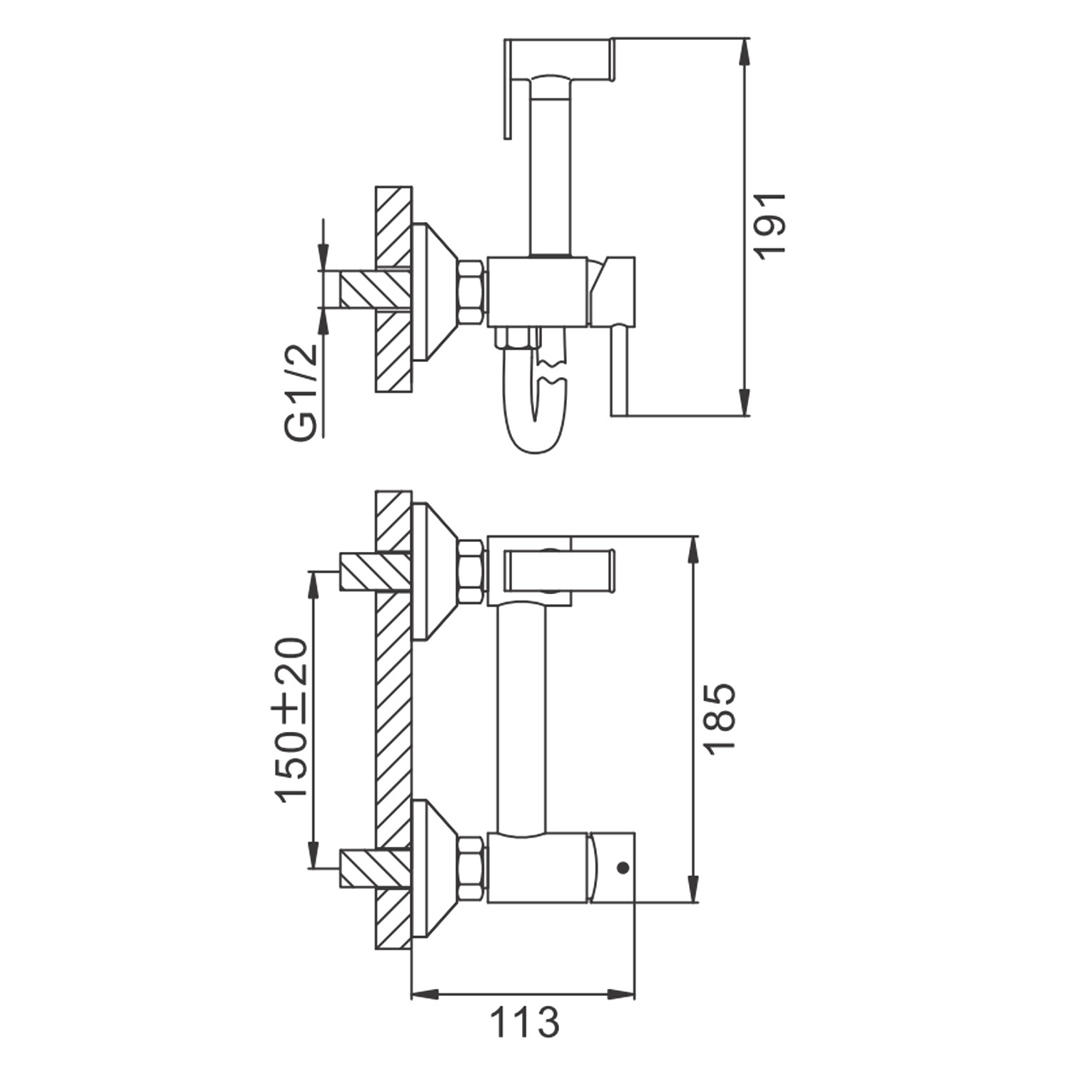 Смеситель с гигиеническим душем FRAP F7503-9 латунь /графит - миниатюра №5