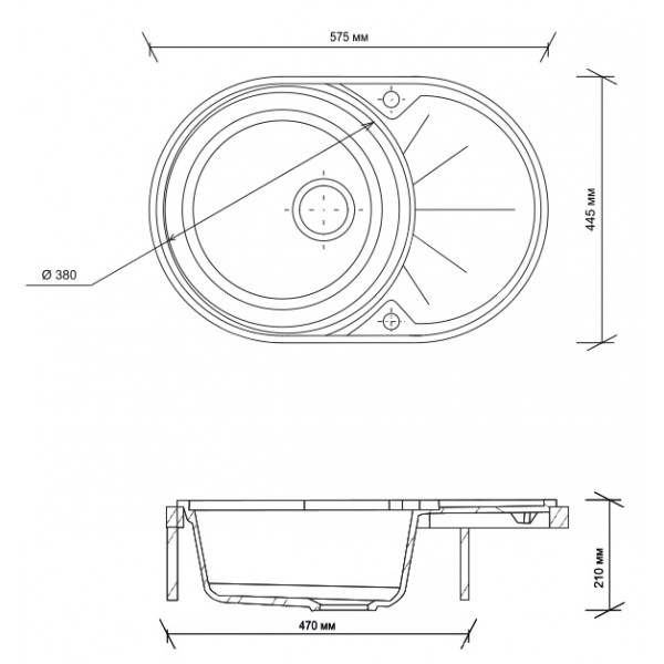 Мойка овальная   580*450мм GRANMILL 20 (бежевая + блестки) - миниатюра №2