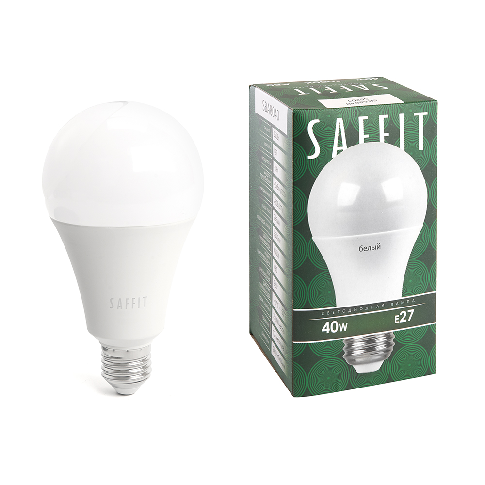 Лампа светодиодная SAFFIT, 40W 230V E27 4000K A80, SBA8040 - Изображение №1