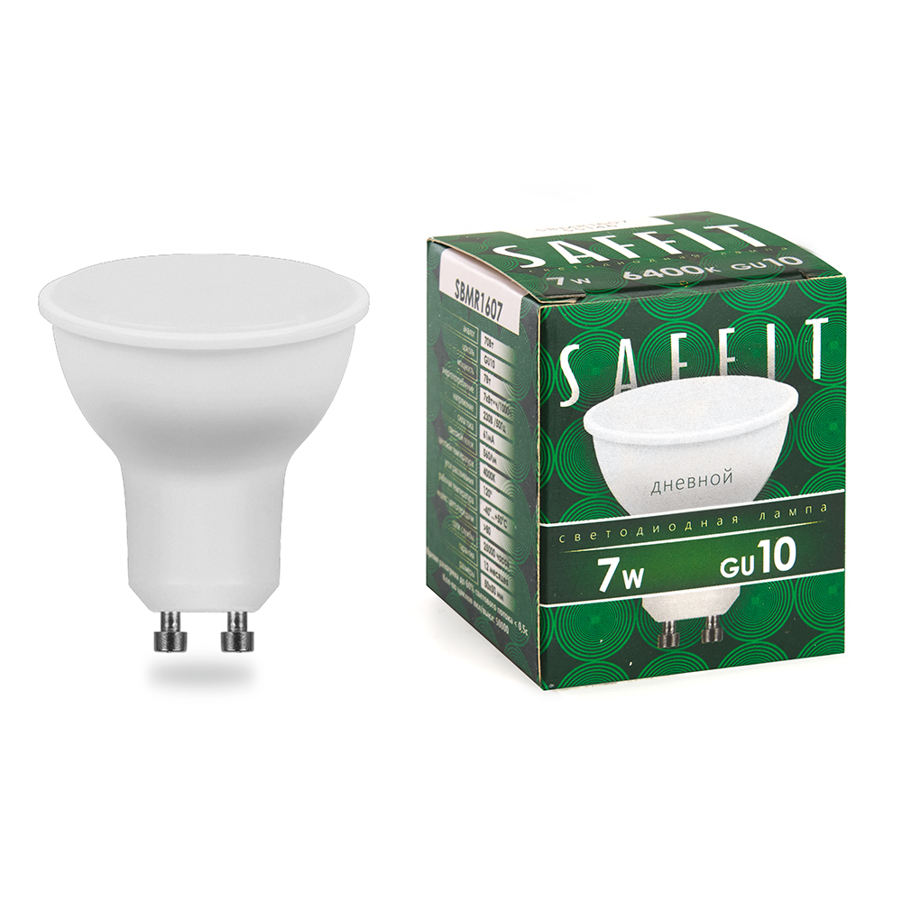 Лампа светодиодная SAFFIT, 7W 230V GU10 6400K MR16, SBMR1607 - изображение №1