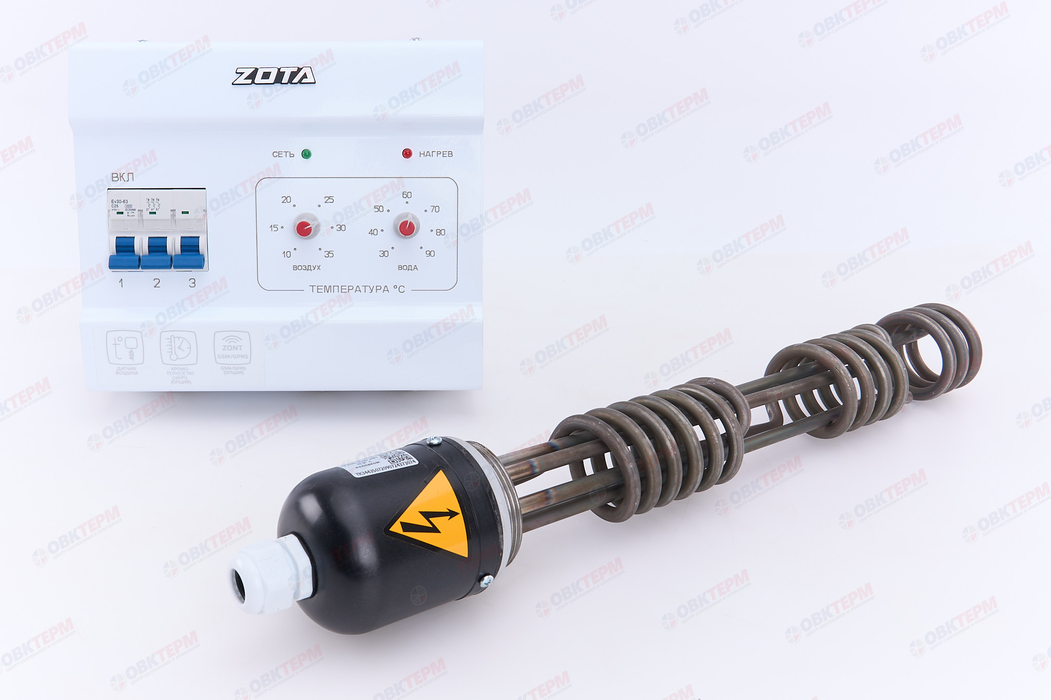 Комплект подключения ТЭНБ- 9 кВт (резьба 2") к котлам тв.топливным (без кабеля)   ZOTA - Изображение №1