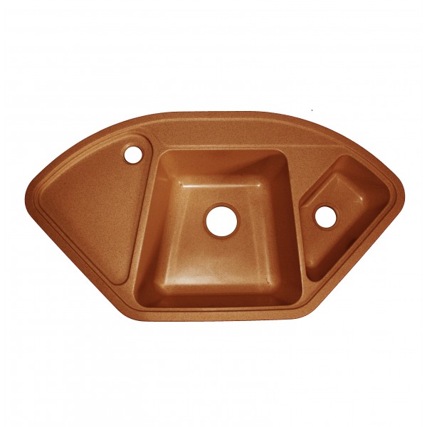 Мойка угловая двухсекционная 1030*555*195мм GRANMILL 37 (терракот глянец + блестки) - изображение №1