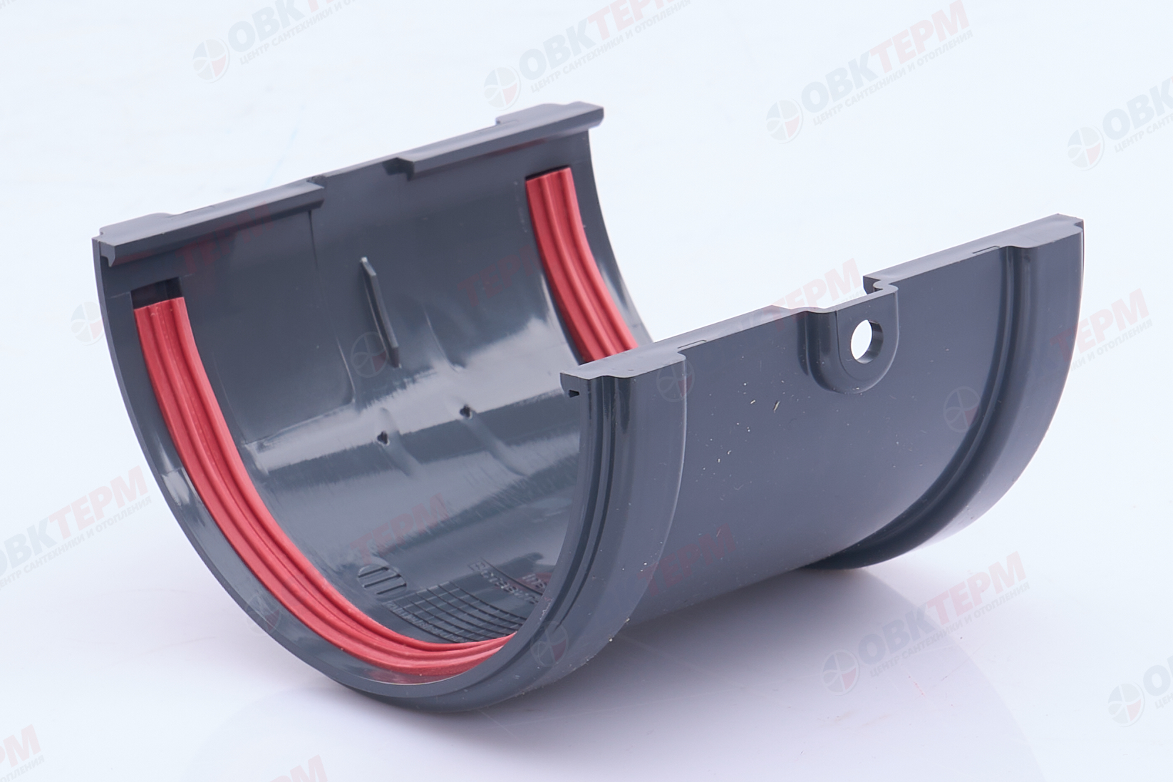 Соединитель желобов Классика 120 ПВХ Grand Line графит (RAL 7024) (уп. 48шт) - Изображение №2