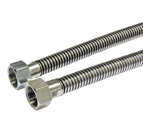 Шланг Газовый TUCAI 1/2*1/2 ВВ 300мм-510мм нерж, растяж, белая оплетка - Изображение №2