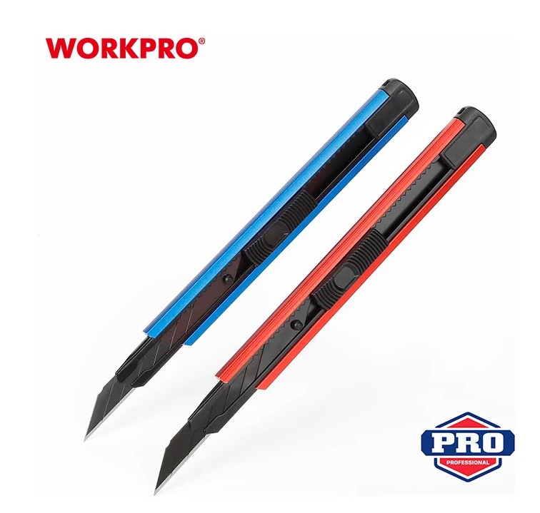 Нож с автофиксацией, алюминиевый 9мм WORKPRO, Китай - Изображение №2