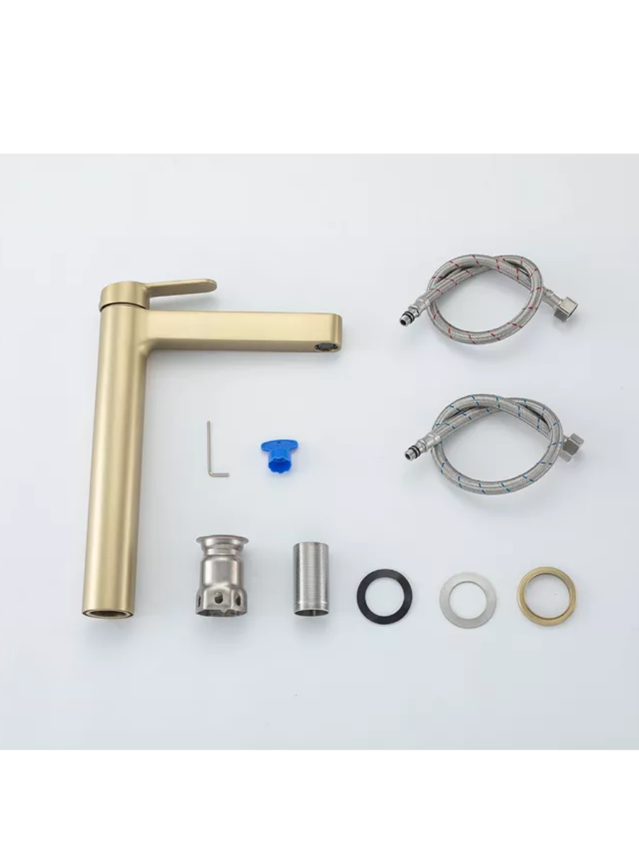 Смеситель д/умывальника GAPPO G1099-83 нерж/сталь сатинов золото/высокий - миниатюра №3