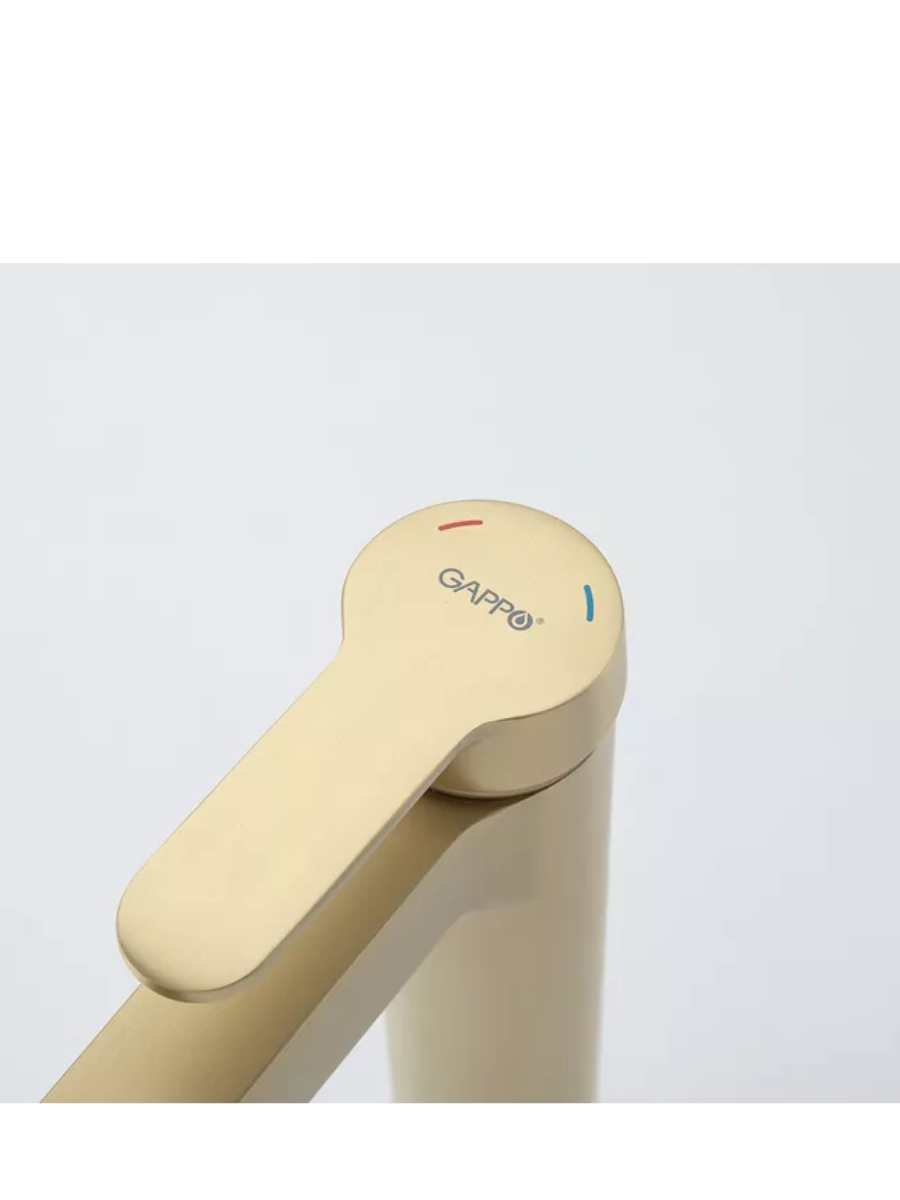 Смеситель д/умывальника GAPPO G1099-83 нерж/сталь сатинов золото/высокий - миниатюра №5