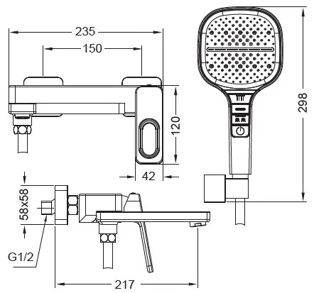 Смеситель д/ванны с короткий KOER KB-41031-05 (Цвет черный) (4 шт/ящ) - Изображение №3