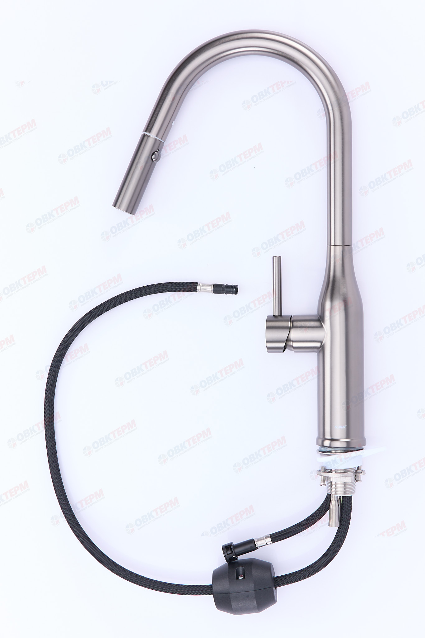 Смеситель д/кухни KOER KI-70004-07 /нерж. сталь SUS304 с выдвижн. изливом (Цвет графит) (8шт/ящ) - Изображение №3