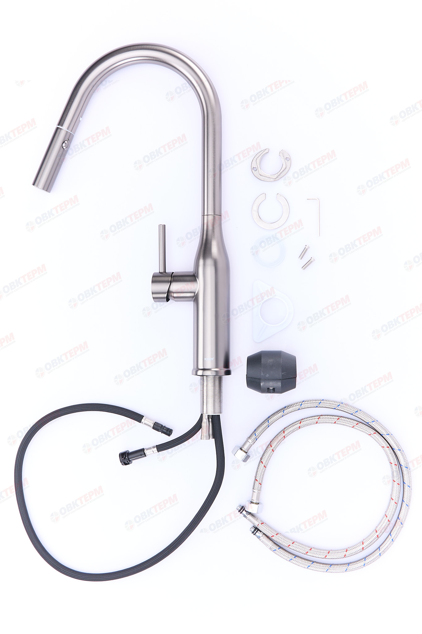 Смеситель д/кухни KOER KI-70004-07 /нерж. сталь SUS304 с выдвижн. изливом (Цвет графит) (8шт/ящ) - Изображение №5