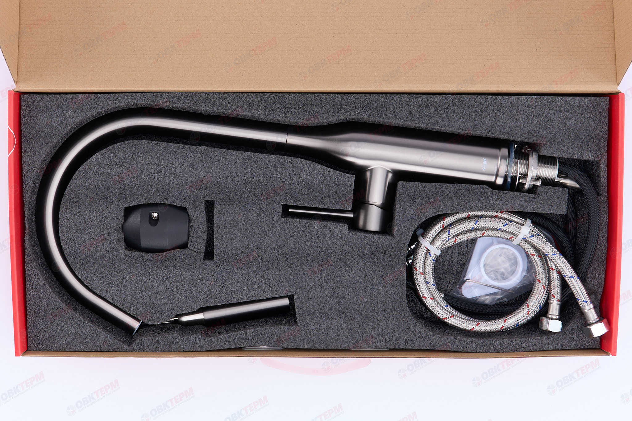 Смеситель д/кухни KOER KI-70004-07 /нерж. сталь SUS304 с выдвижн. изливом (Цвет графит) (8шт/ящ) - миниатюра №6