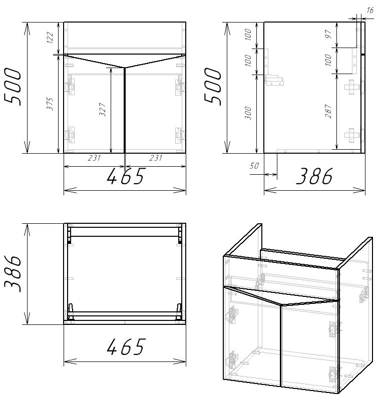 Тумба подвесная EvaGold  50 "Bricks" (ум Фостер 50/Como 50) белый - Изображение №2