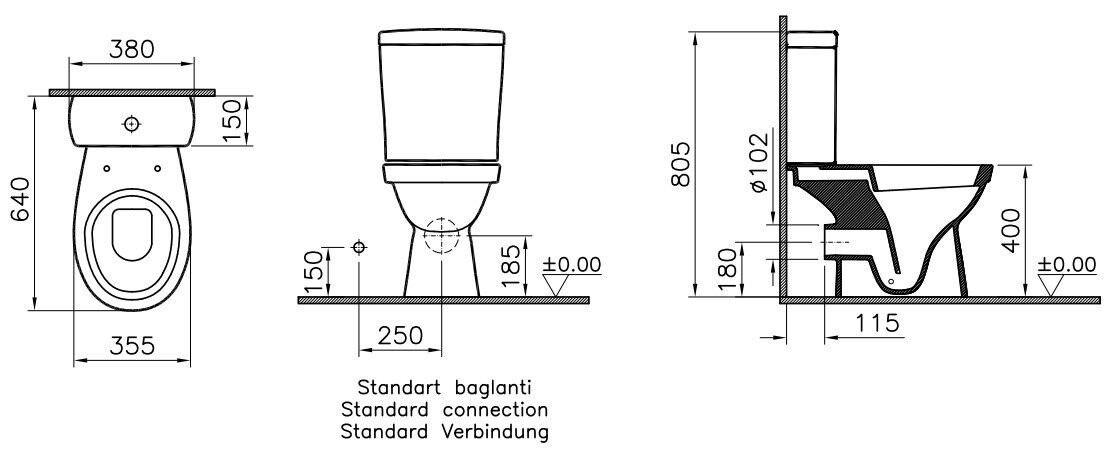 Унитаз-компакт Norm Eisberg (прямой выпуск, с сиденьем термопласт и микролифтом) (Ш380хВ810хГ640) - миниатюра №2