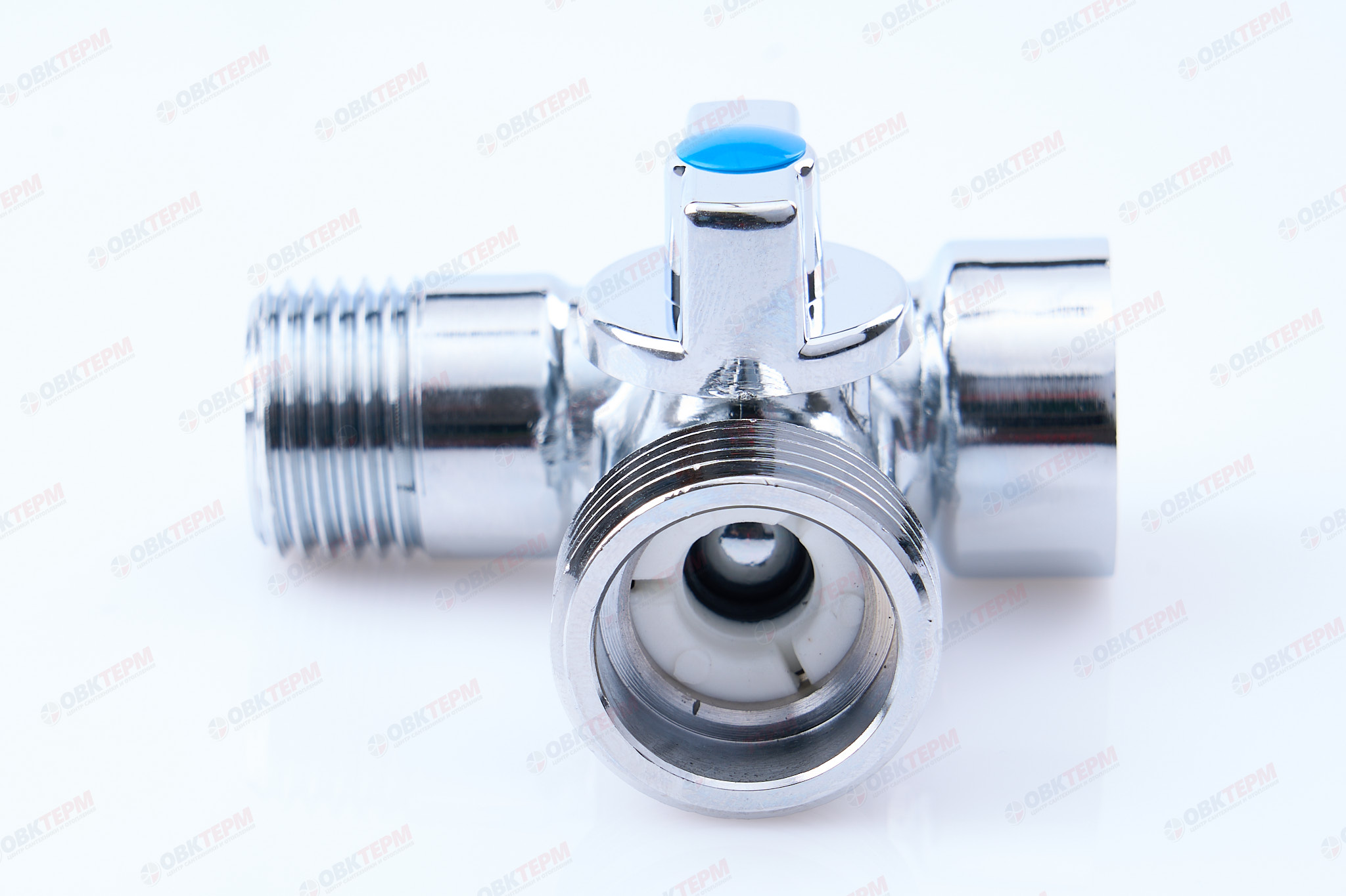 Кран  проходной для стир.машины   TIM   1/2" - 3/4" - 1/2", хром  BL5837 (50/1) - Изображение №4