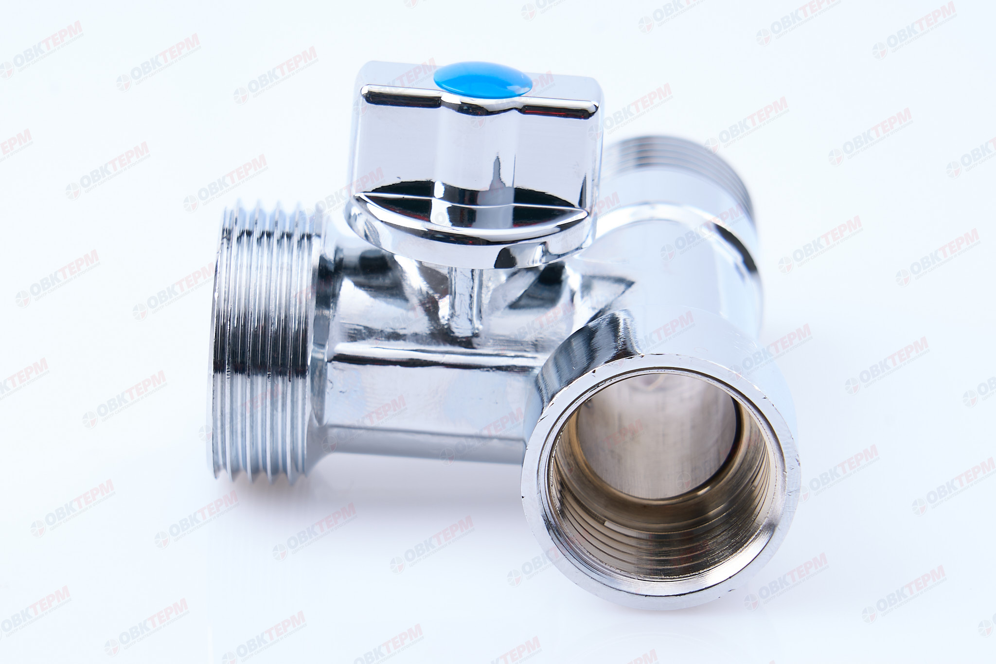 Кран  проходной для стир.машины   TIM   1/2" - 3/4" - 1/2", хром  BL5837 (50/1) - Изображение №5
