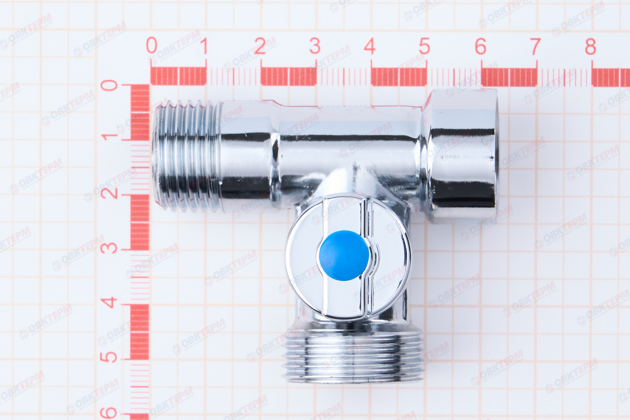Кран  проходной для стир.машины   TIM   1/2" - 3/4" - 1/2", хром  BL5837 (50/1) - миниатюра №8