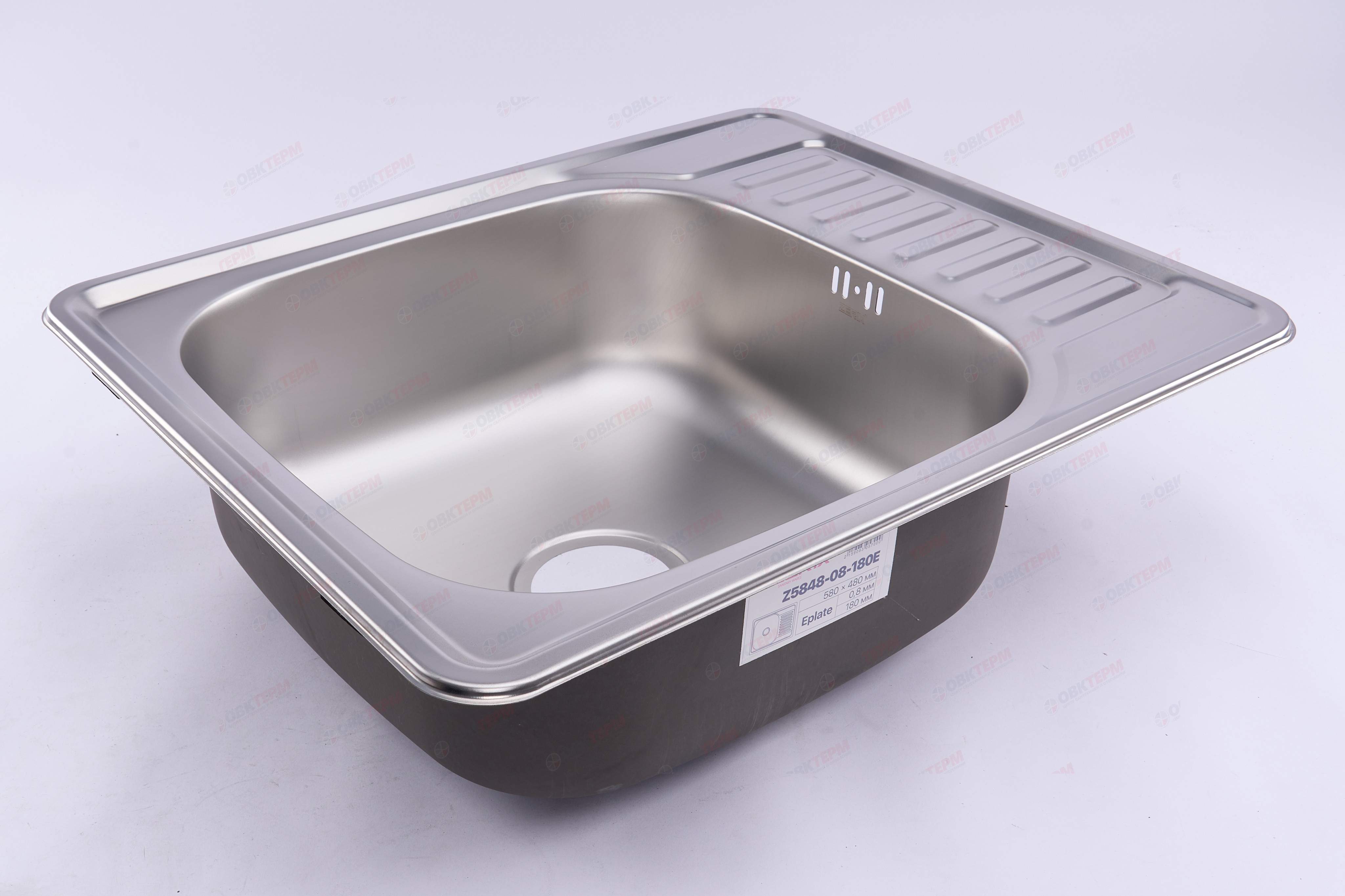 ZERIX мойка Z5848-08-180E (SATIN) ВРЕЗНАЯ /сифон (10шт/ящ) - миниатюра №2
