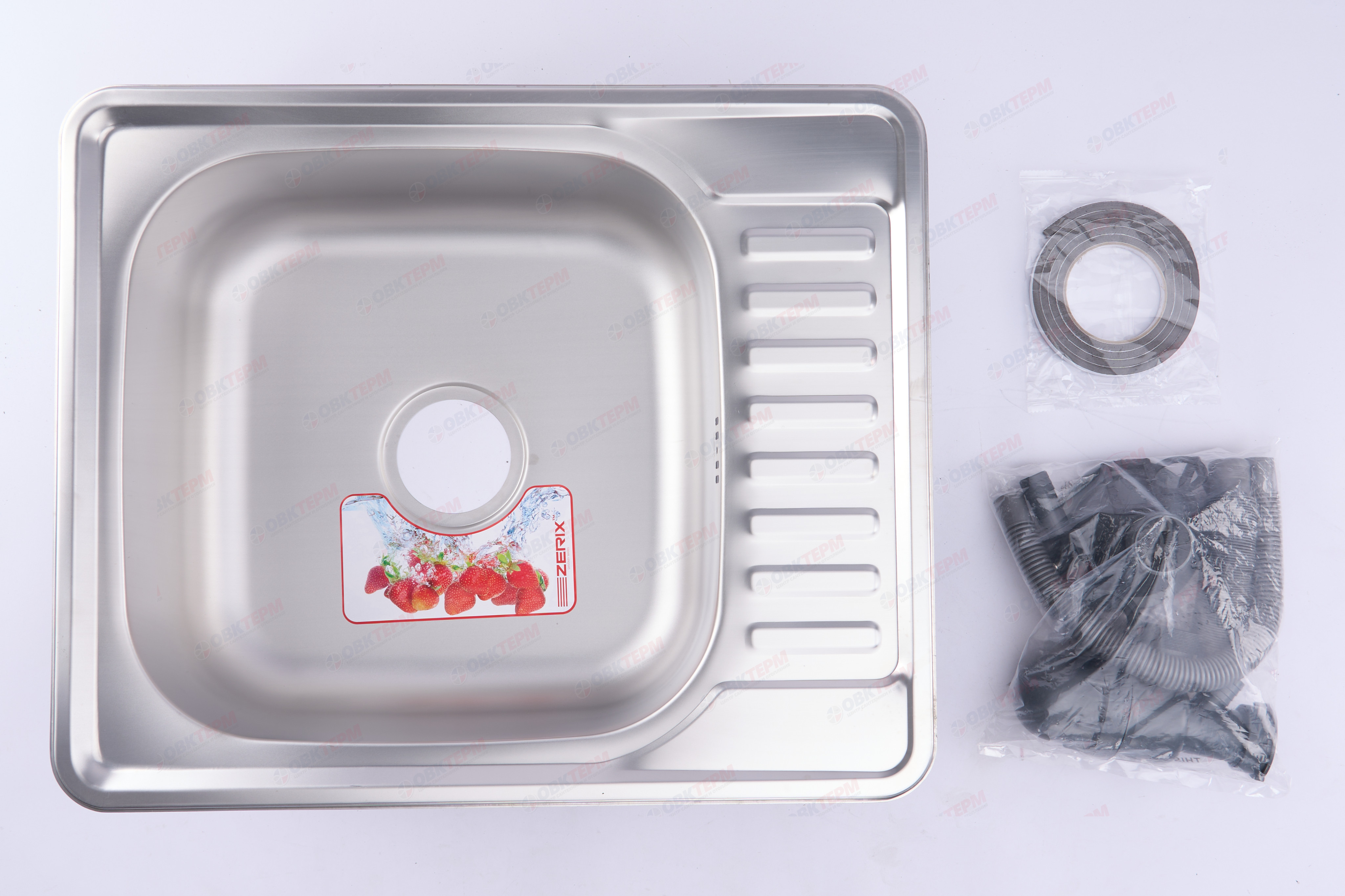 ZERIX мойка Z5848-08-180E (SATIN) ВРЕЗНАЯ /сифон (10шт/ящ) - миниатюра №6