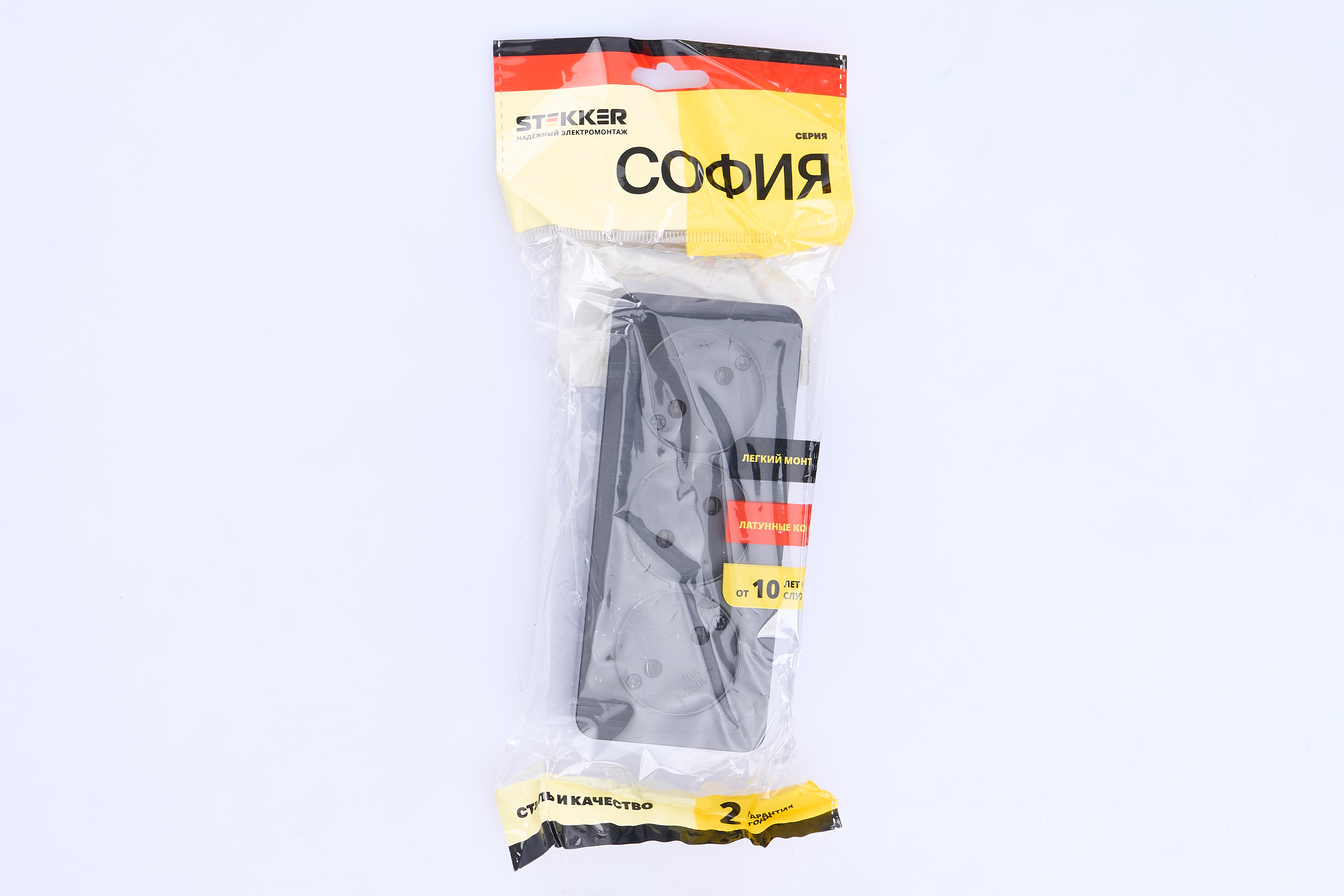 Розетка 3-местная б/з открытой установки, 250В, 10А, IP20, серия София, черный матовый, MST10-13-05 - миниатюра №6