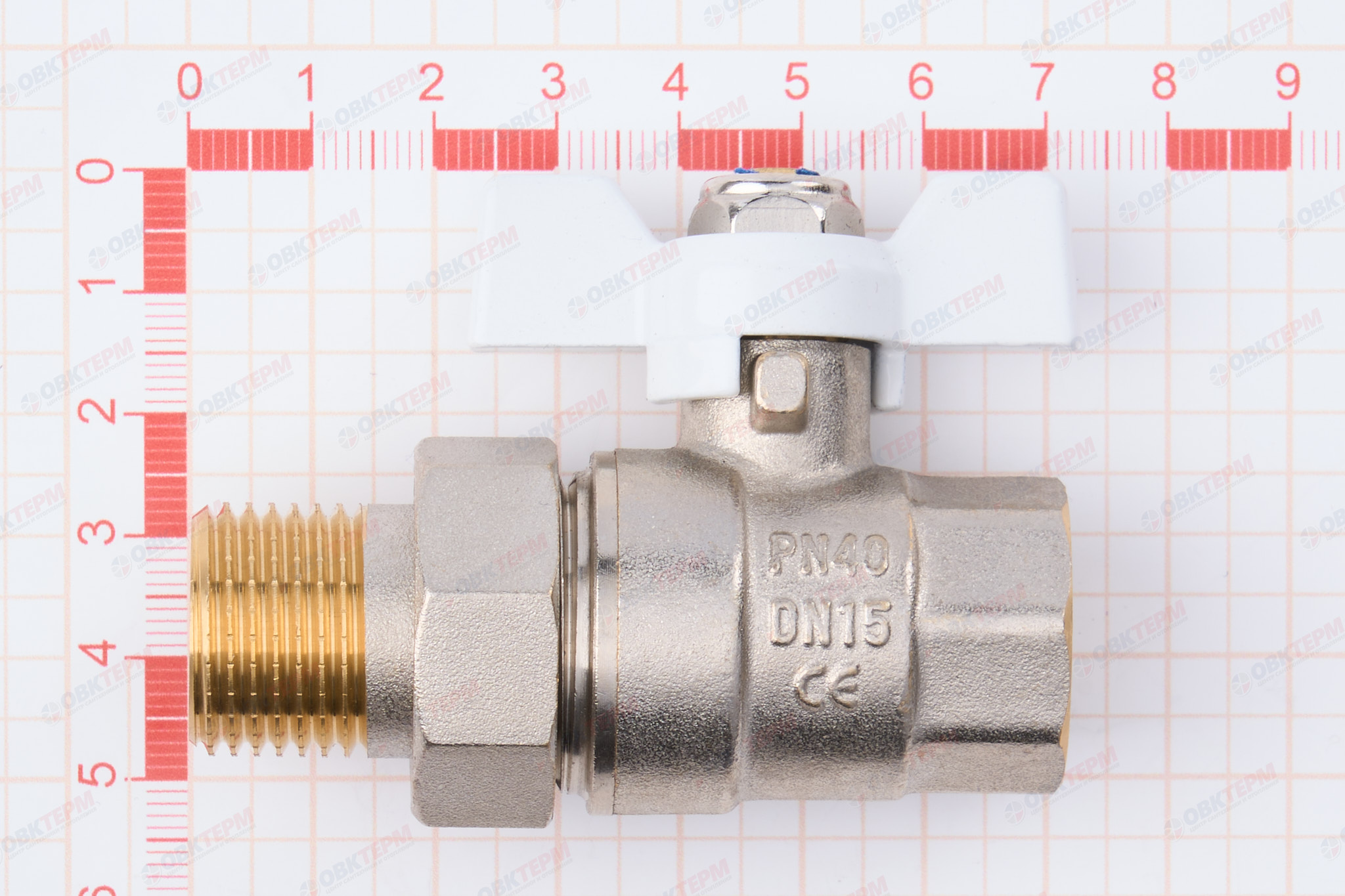 Кран шаровый с американкой    TIM      1/2"  (белая бабочка)   (16шт/64ящ) - миниатюра №6