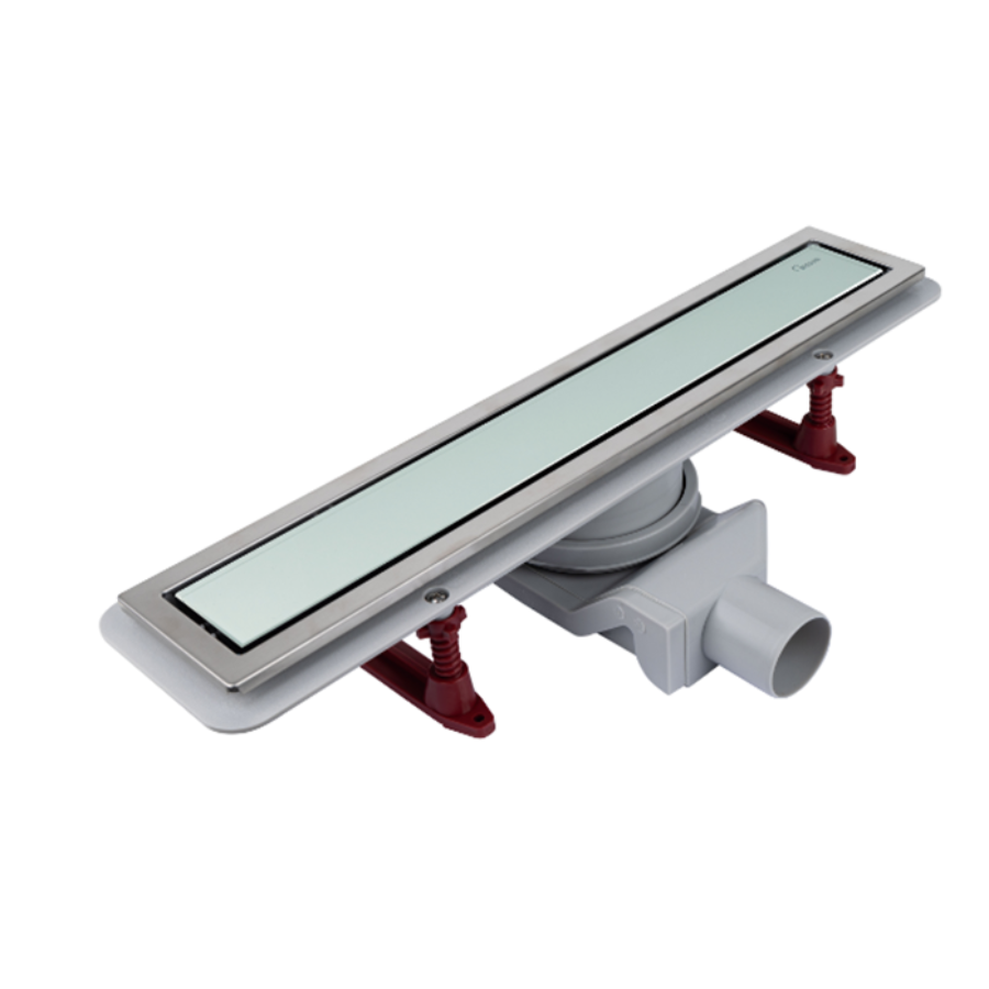 Водоотводящий желоб с двухсторонней решеткой  Evolux Glass белое глянцевое стекло 700*70 1/4 - изображение №1