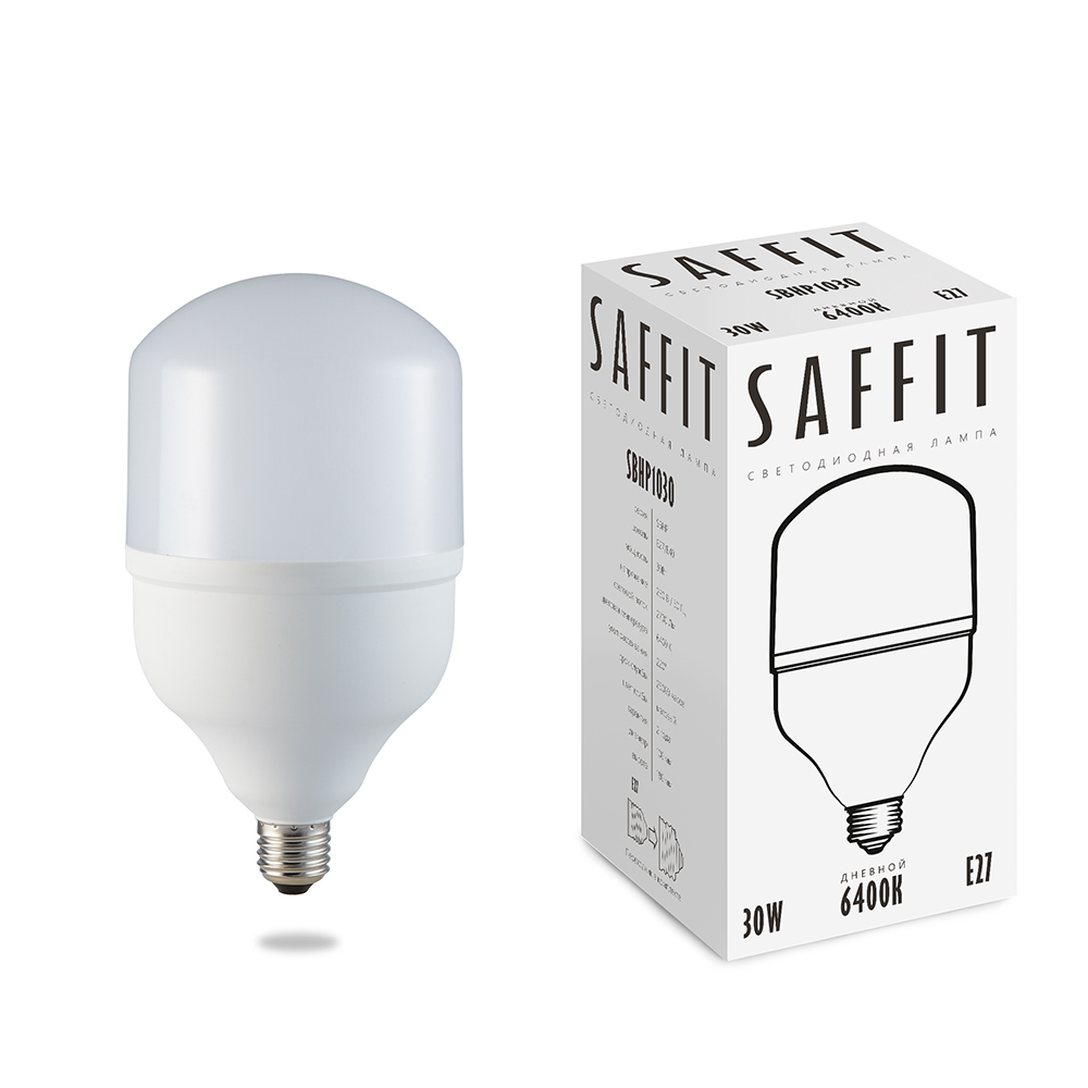 Лампа светодиодная SAFFIT, 30W 230V E27 6400K T80, SBHP1030 - Изображение №1