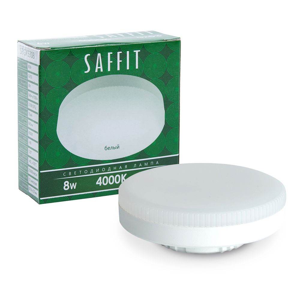 Лампа cветодиодная SAFFIT, (8W) 230V GX53 4000K, SBGX5308 - Изображение №1