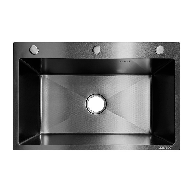 Мойка ZERIX ZH6845 DECOR GRAPHITE (3.0/0.8) из нержавеющей стали (цвет графит) (1шт/ящ) - Изображение №1