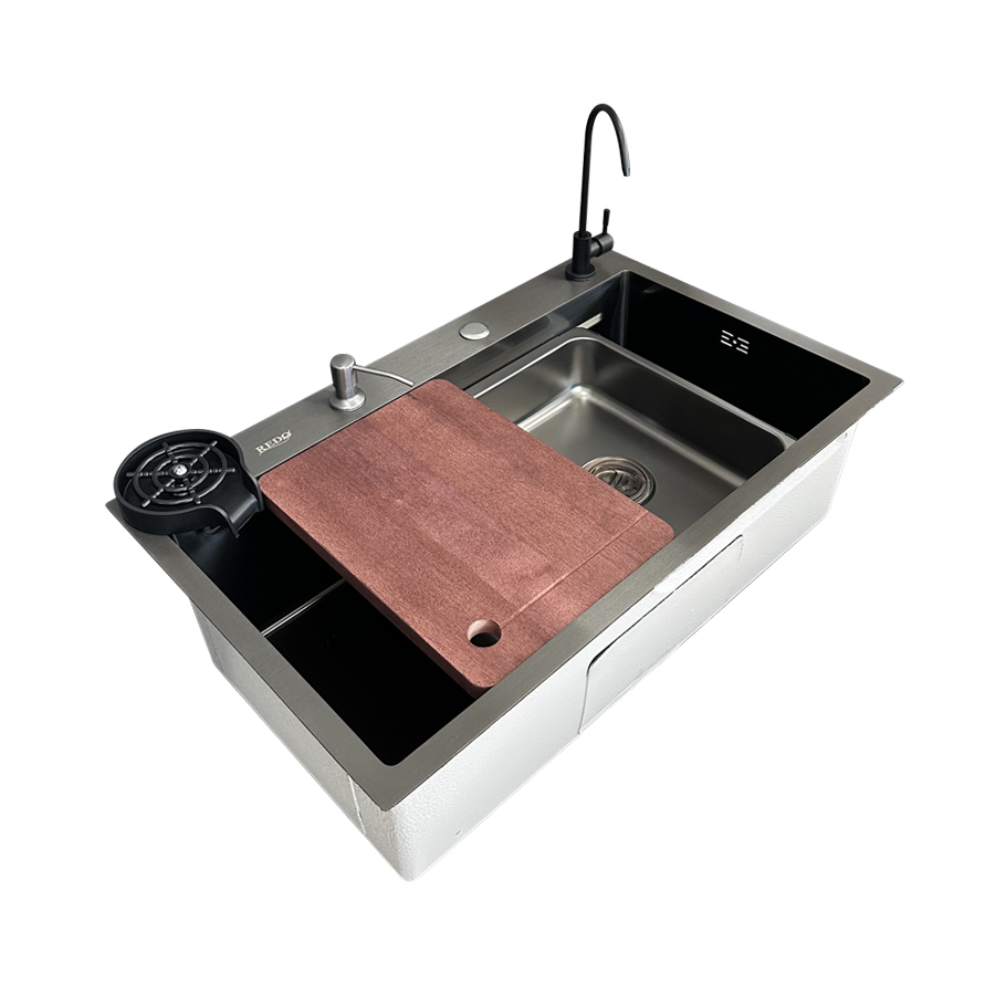 Мойка REDO FRANCO SET-4 BLACK сифон/доска/гастроемкость/мойка стакана/дозатор/пит. Кран/крепл - Изображение №2