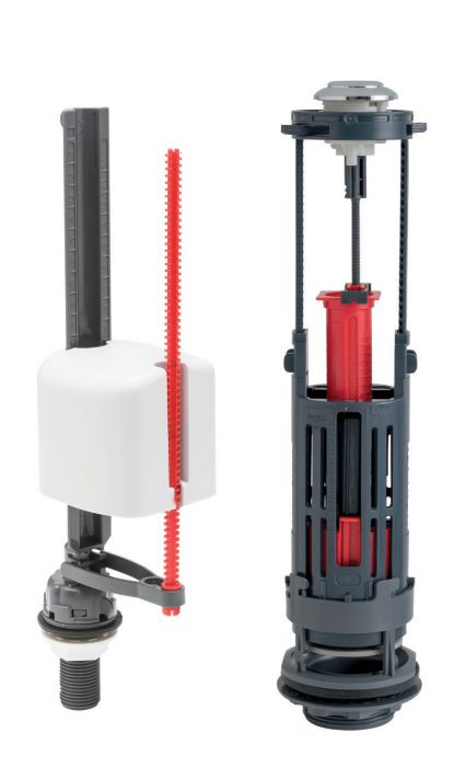 Комплект арматуры: слив двухреж. механизм 3/6 L Wirquin One, залив. клапан Compact (нижний подвод) - Изображение №1