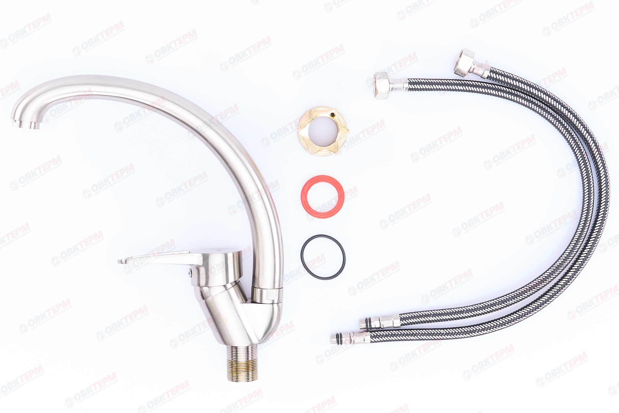 Смеситель д/кухни нерж/сталь ZERIX PUD4 045  (катридж 35мм, на ГАЙКЕ) 10 шт/ящ - миниатюра №3