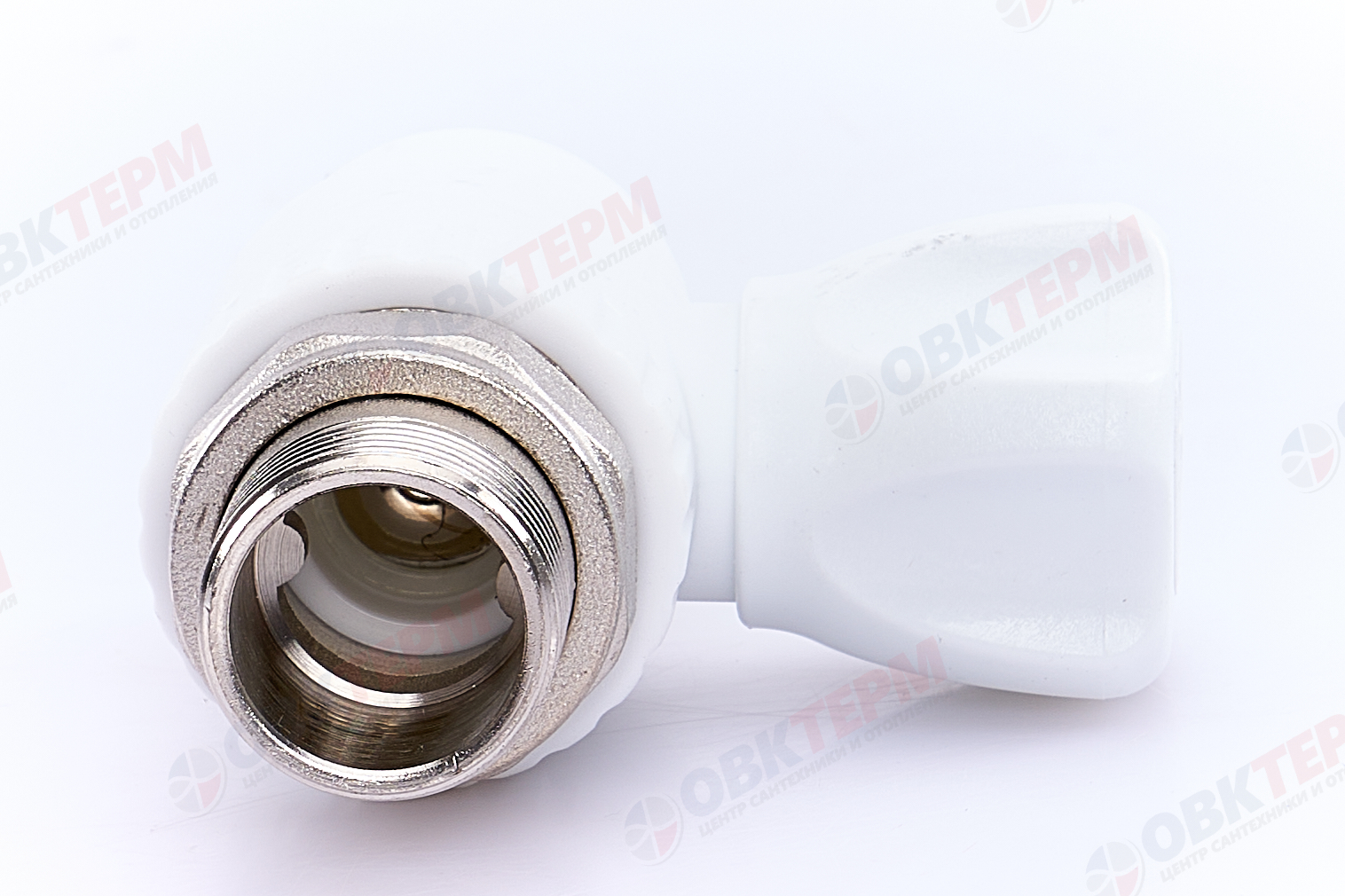 Кран рад.с нак. гайкой  25*3/4" прям.    (латунный шар)    БЕЛЫЙ PP-R    (RTP)    (40/1) - Изображение №4