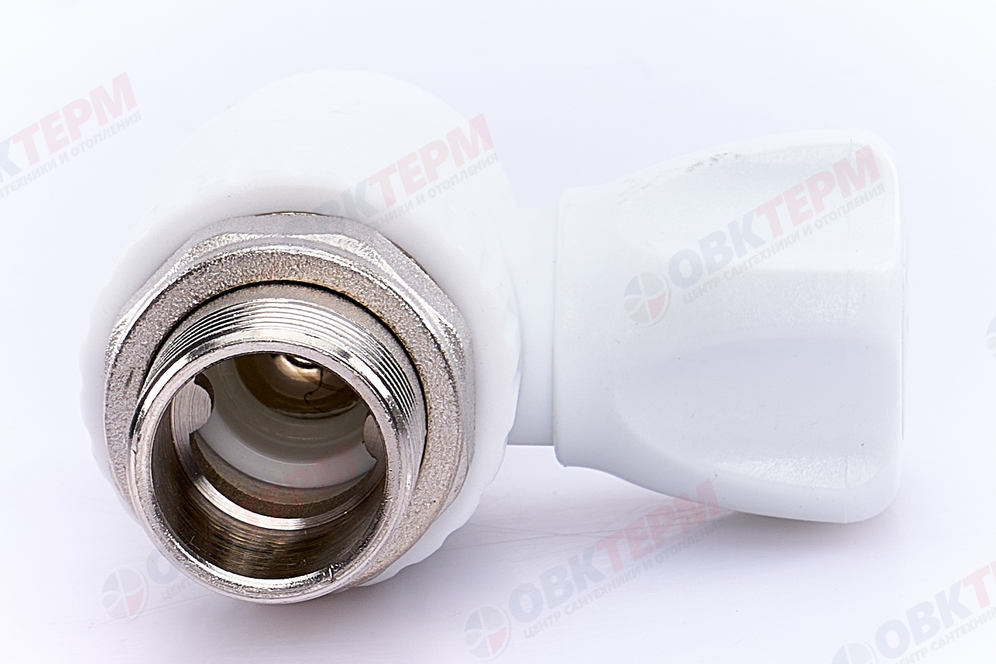 Кран рад.с нак. гайкой  25*3/4" прям.    (латунный шар)    БЕЛЫЙ PP-R    (RTP)    (40/1) - Изображение №5