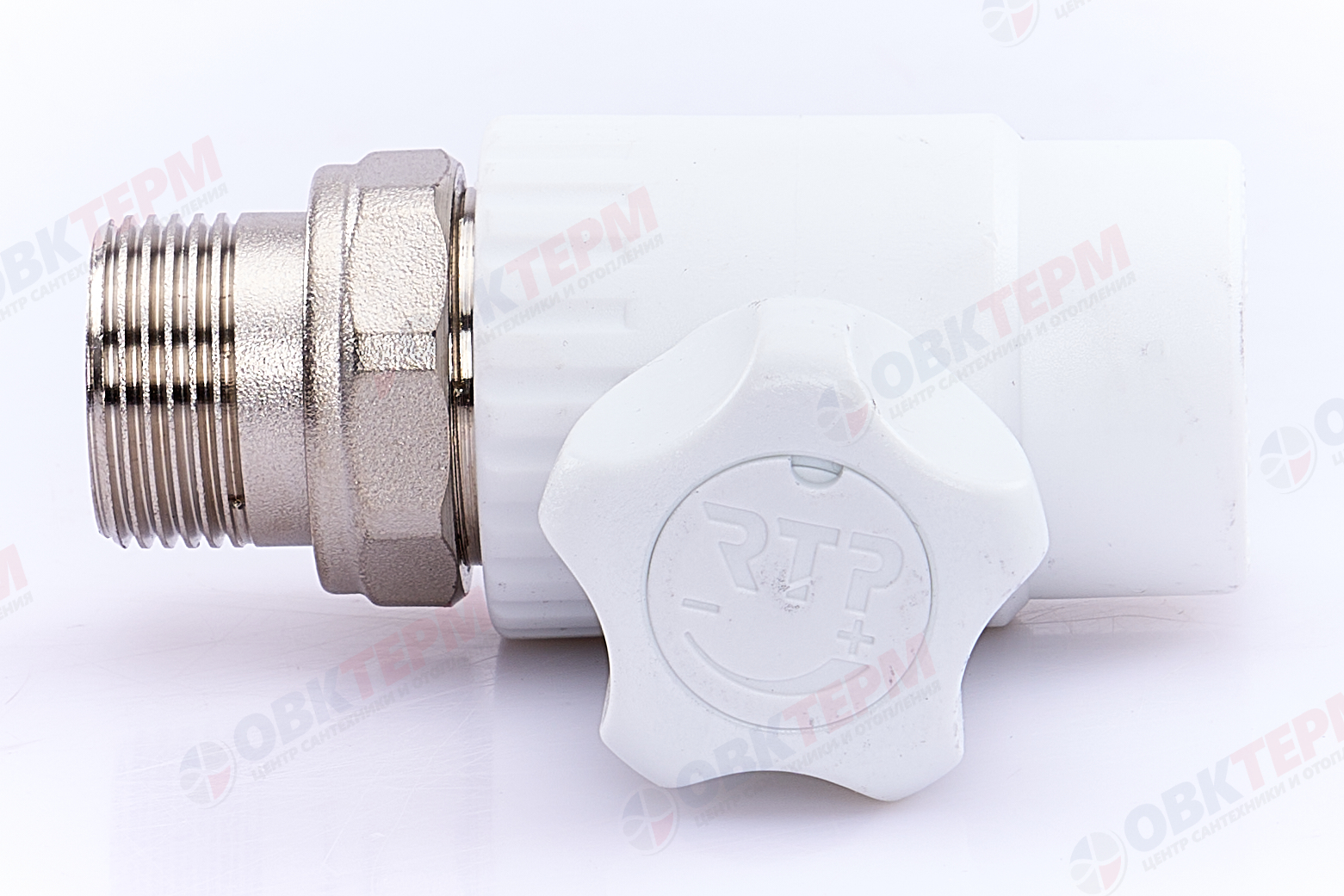 Кран рад.с нак. гайкой  25*3/4" прям.    (латунный шар)    БЕЛЫЙ PP-R    (RTP)    (40/1) - миниатюра №6