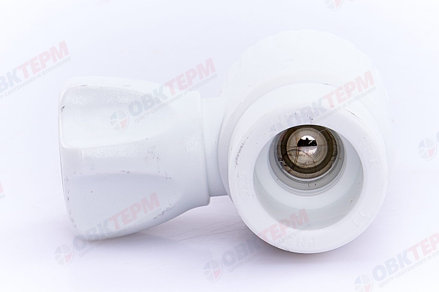 Кран рад.с нак. гайкой  25*3/4" прям.    (латунный шар)    БЕЛЫЙ PP-R    (RTP)    (40/1) - миниатюра №7