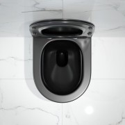 Унитаз подвесной EVA GOLD К505BM, черный, безободковый, сиденье тонкое ДП, крепления - Изображение №4