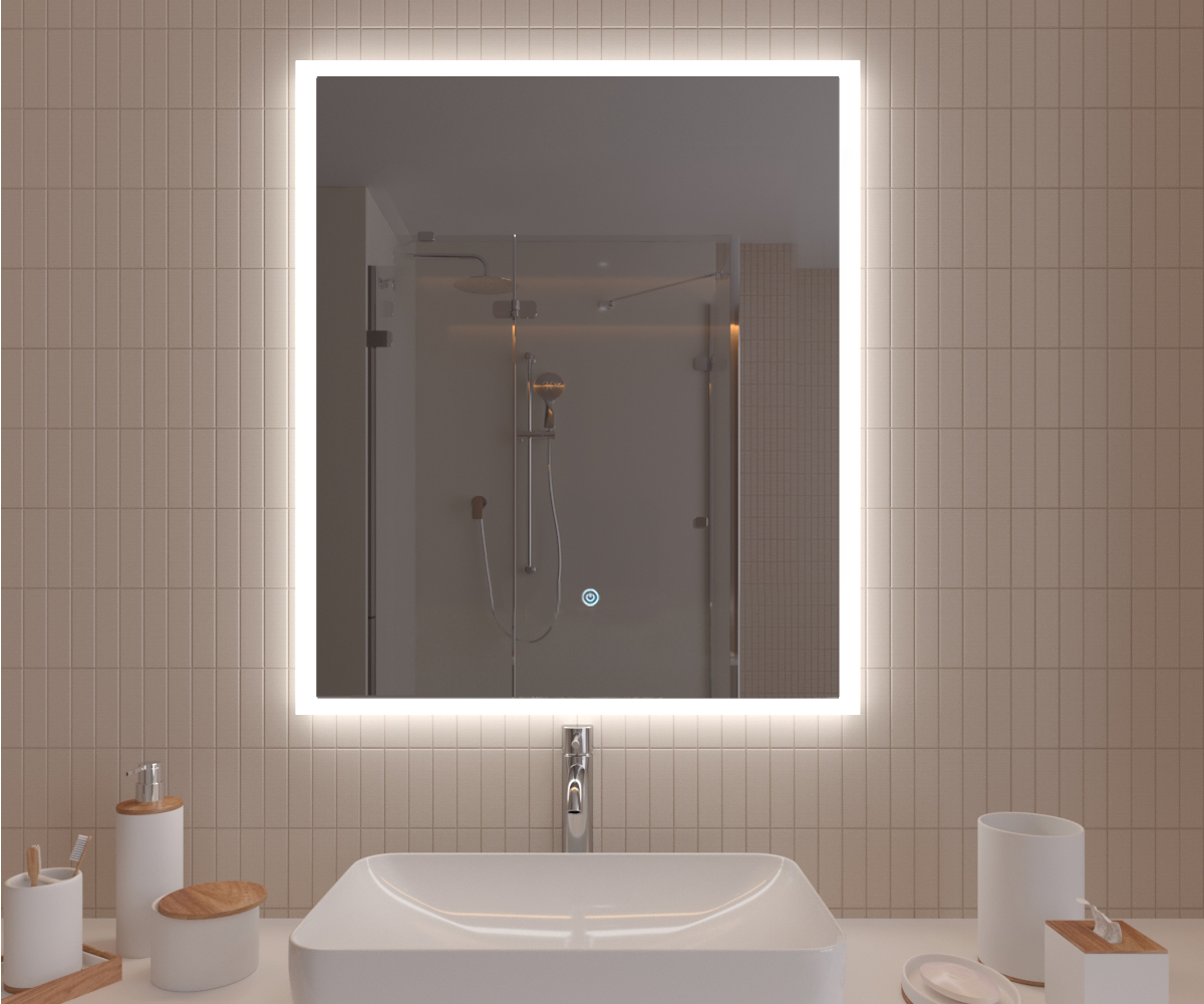 Зеркало  700x800 Lyon с LED подсветкой,подогревом,литым коробом и сенсорным выкл. Кайман Glassiko - изображение №1