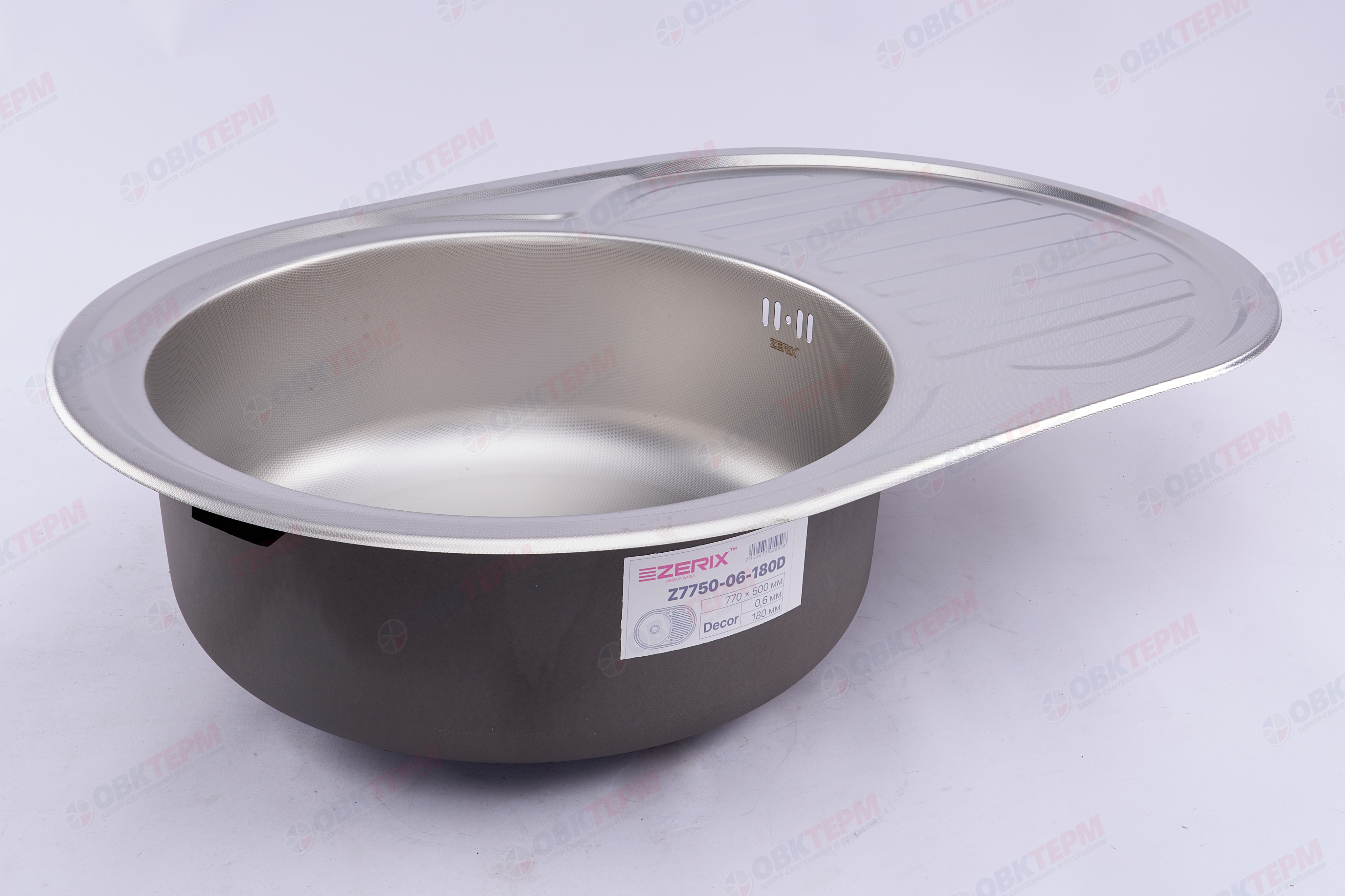 ZERIX мойка Z7750-06-180D (decor) ВРЕЗНАЯ /сифон (10шт/ящ) - миниатюра №2