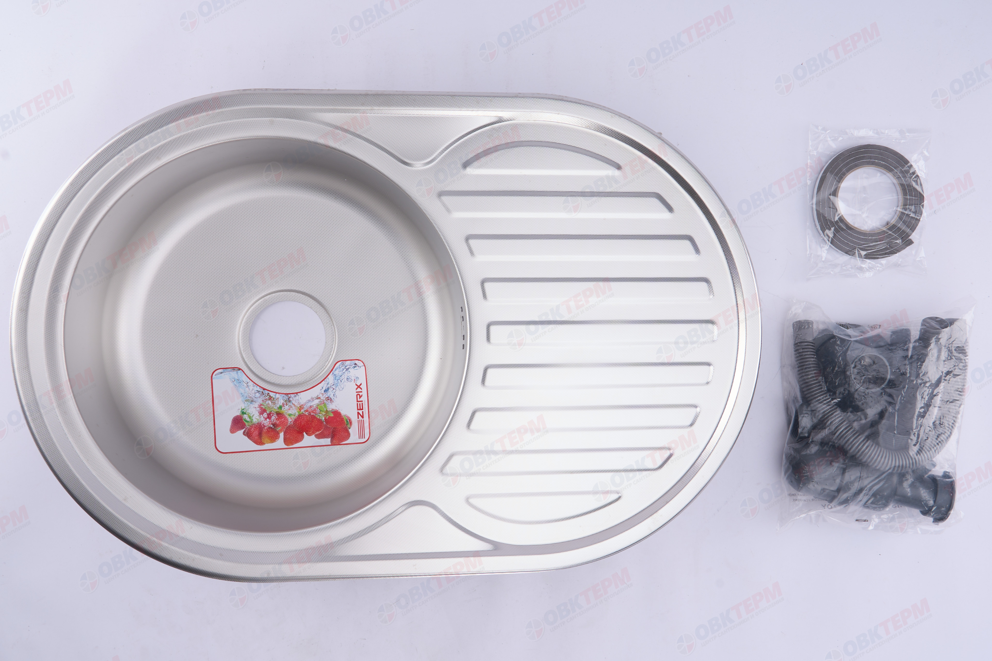 ZERIX мойка Z7750-06-180D (decor) ВРЕЗНАЯ /сифон (10шт/ящ) - миниатюра №8