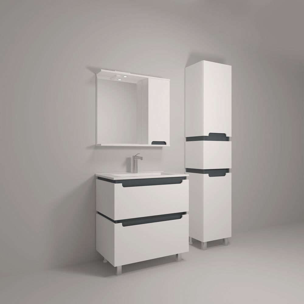 Тумба напольная EvaGold  75 №4 "Vesta" белый графит (ум. Оскар 750) - Изображение №3