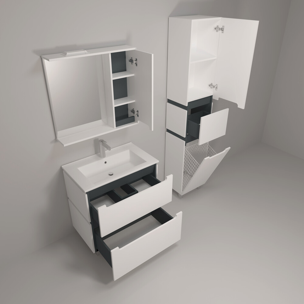 Тумба напольная EvaGold  75 №4 "Vesta" белый графит (ум. Оскар 750) - Изображение №4