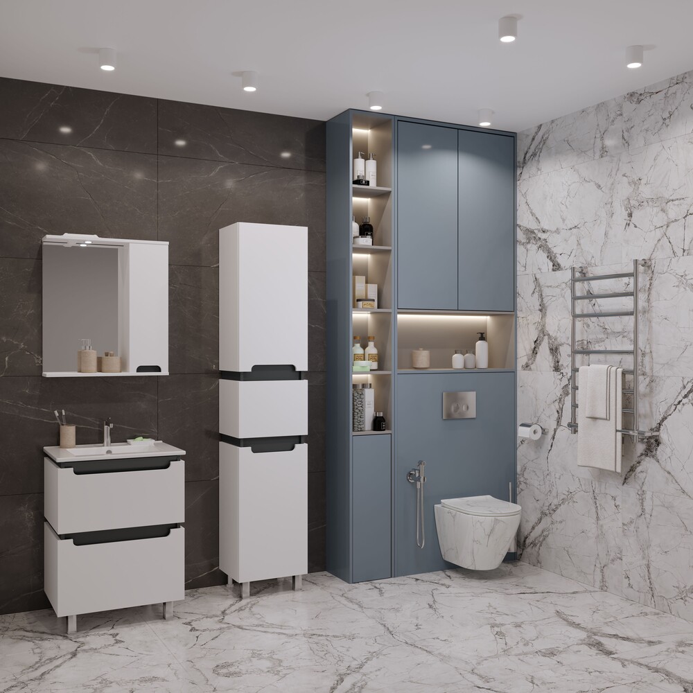 Тумба напольная EvaGold  75 №4 "Vesta" белый графит (ум. Оскар 750) - миниатюра №8