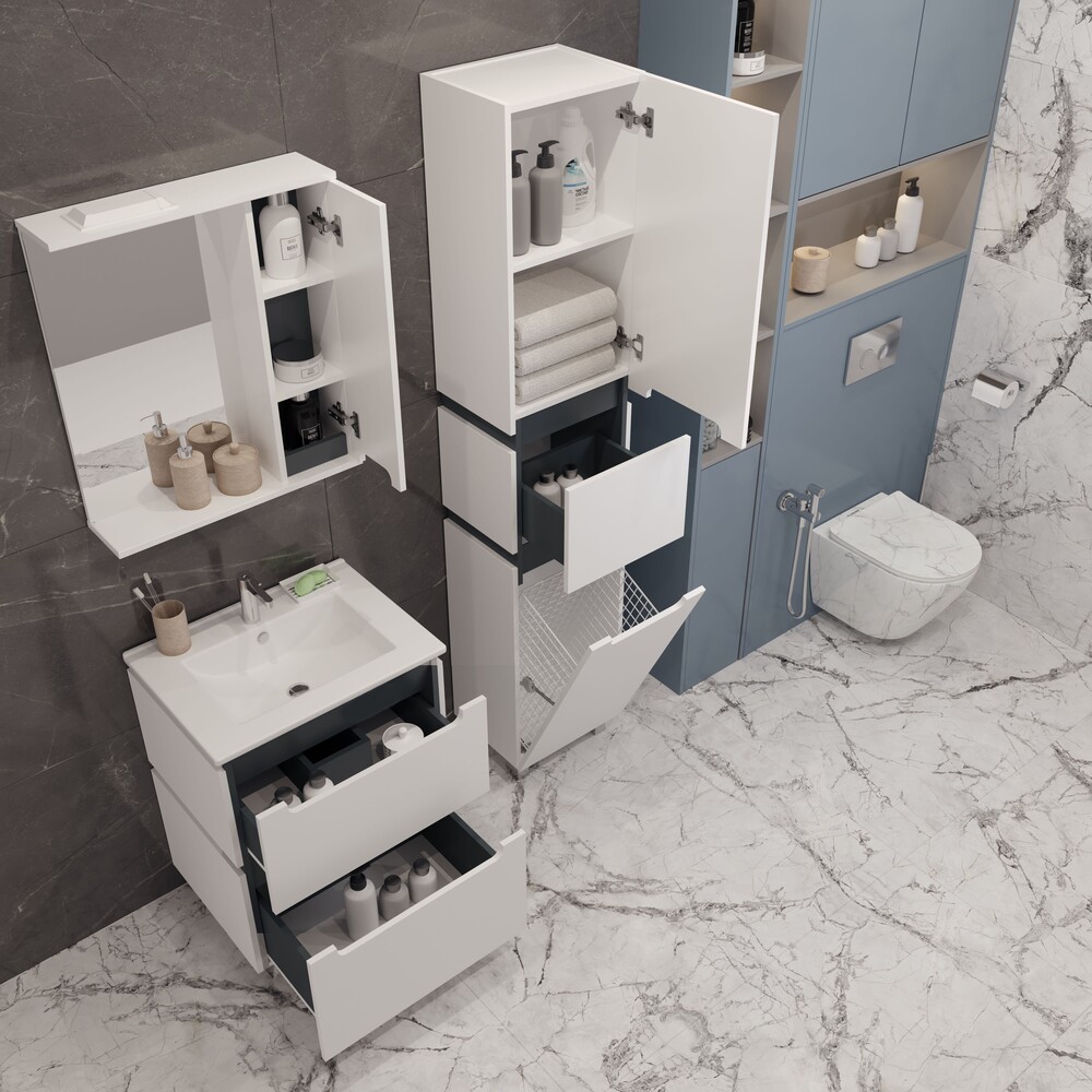 Тумба напольная EvaGold  75 №4 "Vesta" белый графит (ум. Оскар 750) - миниатюра №9