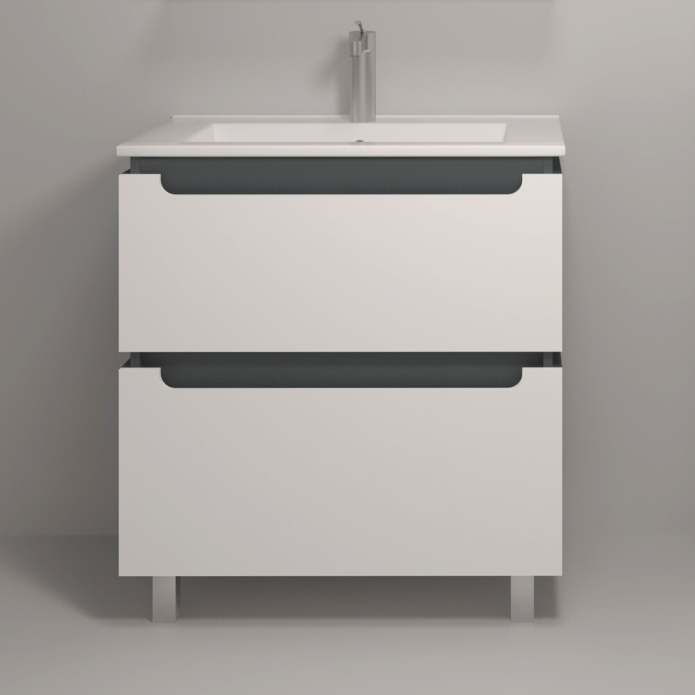 Тумба напольная EvaGold  75 №4 "Vesta" белый графит (ум. Оскар 750) - Изображение №1