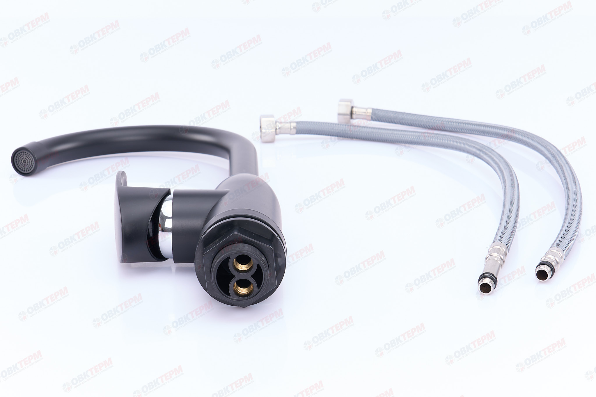 Смеситель д/кухни PLAMIX CEZAR-011-B SET Matte black, (гайка, Ø35, с подводкой) (20шт/ящ) - миниатюра №7