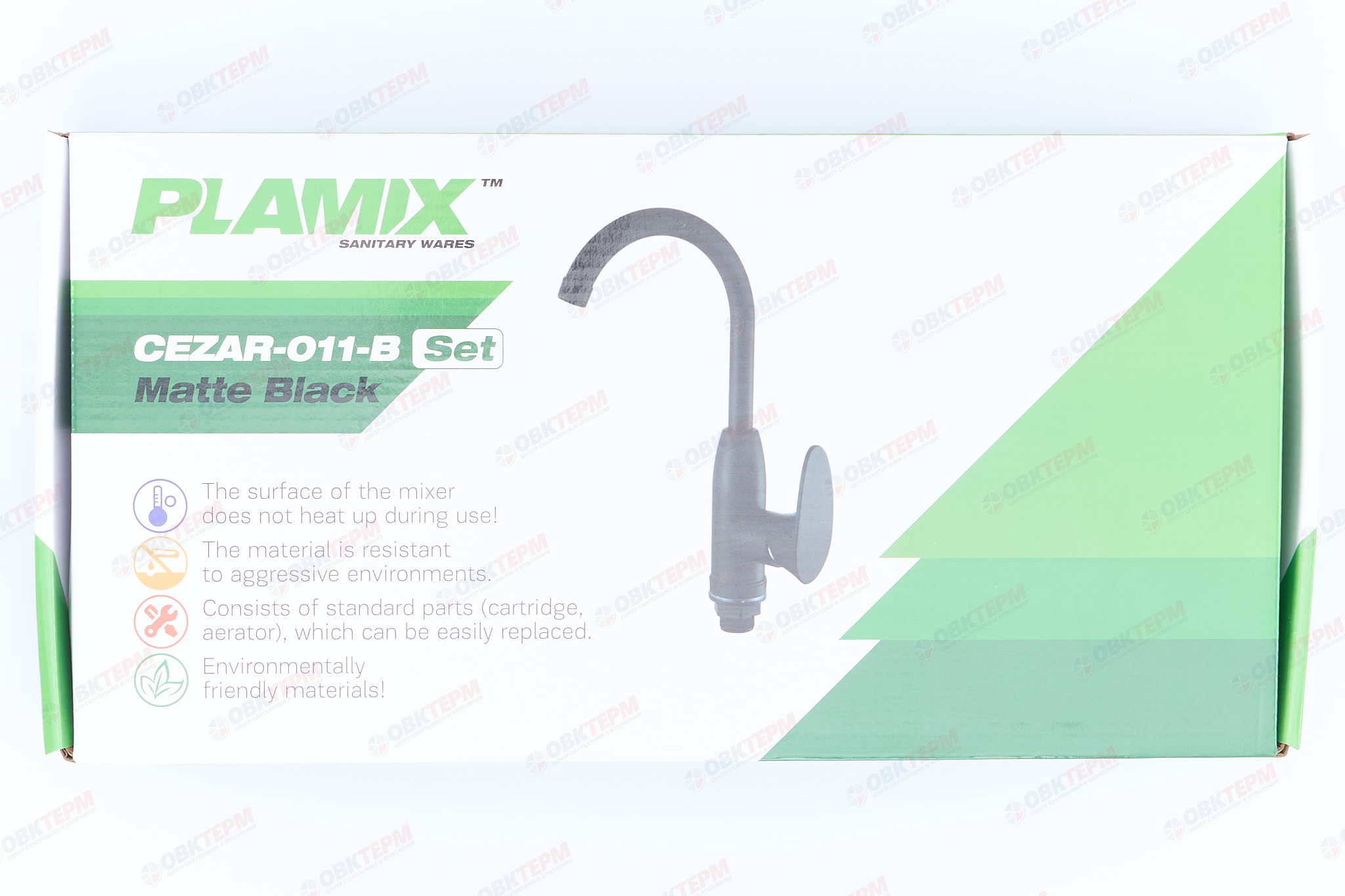 Смеситель д/кухни PLAMIX CEZAR-011-B SET Matte black, (гайка, Ø35, с подводкой) (20шт/ящ) - миниатюра №9