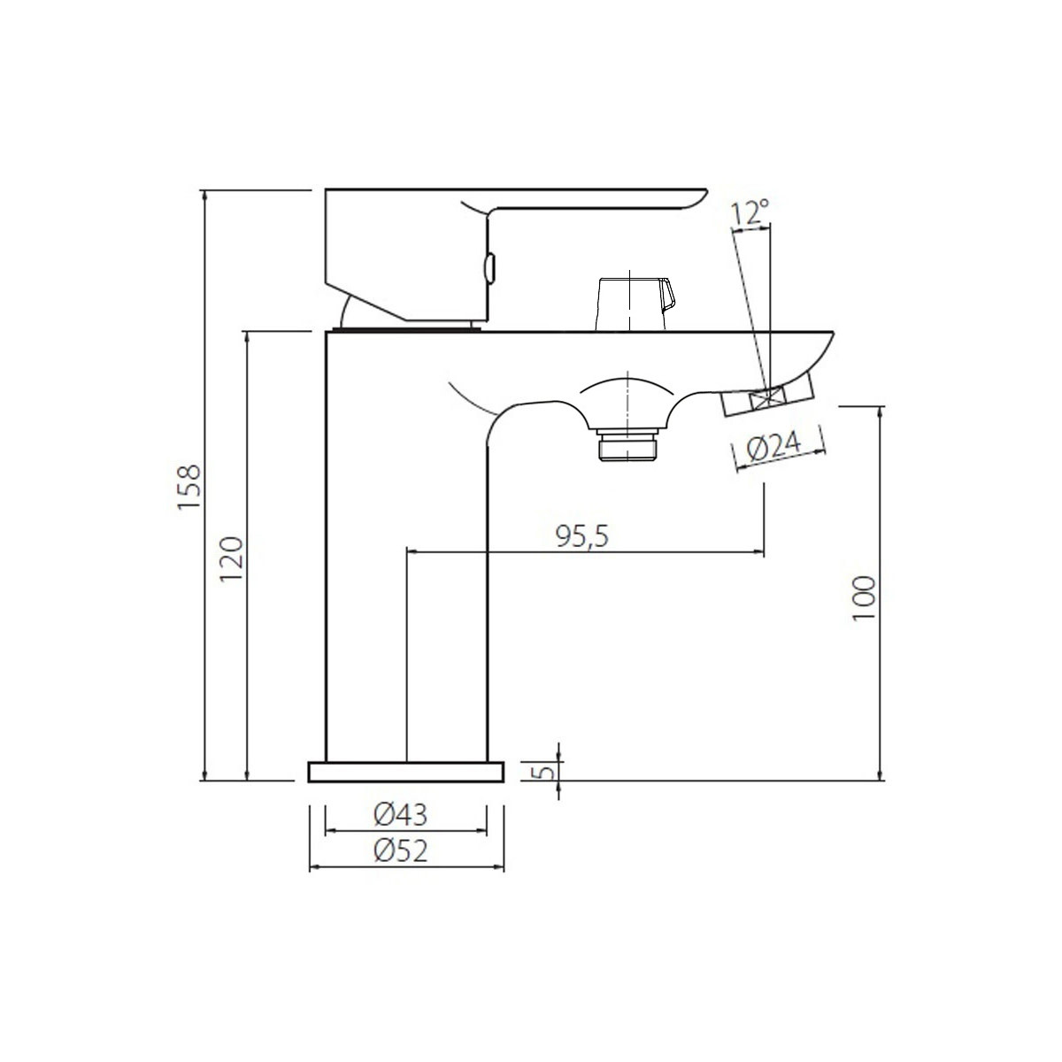Смеситель д/умывальника ZERIX PUD1 (SH)  А146 Ø40 с гиг. лейкой ГАЙКА (10 шт/ящ) - Изображение №2